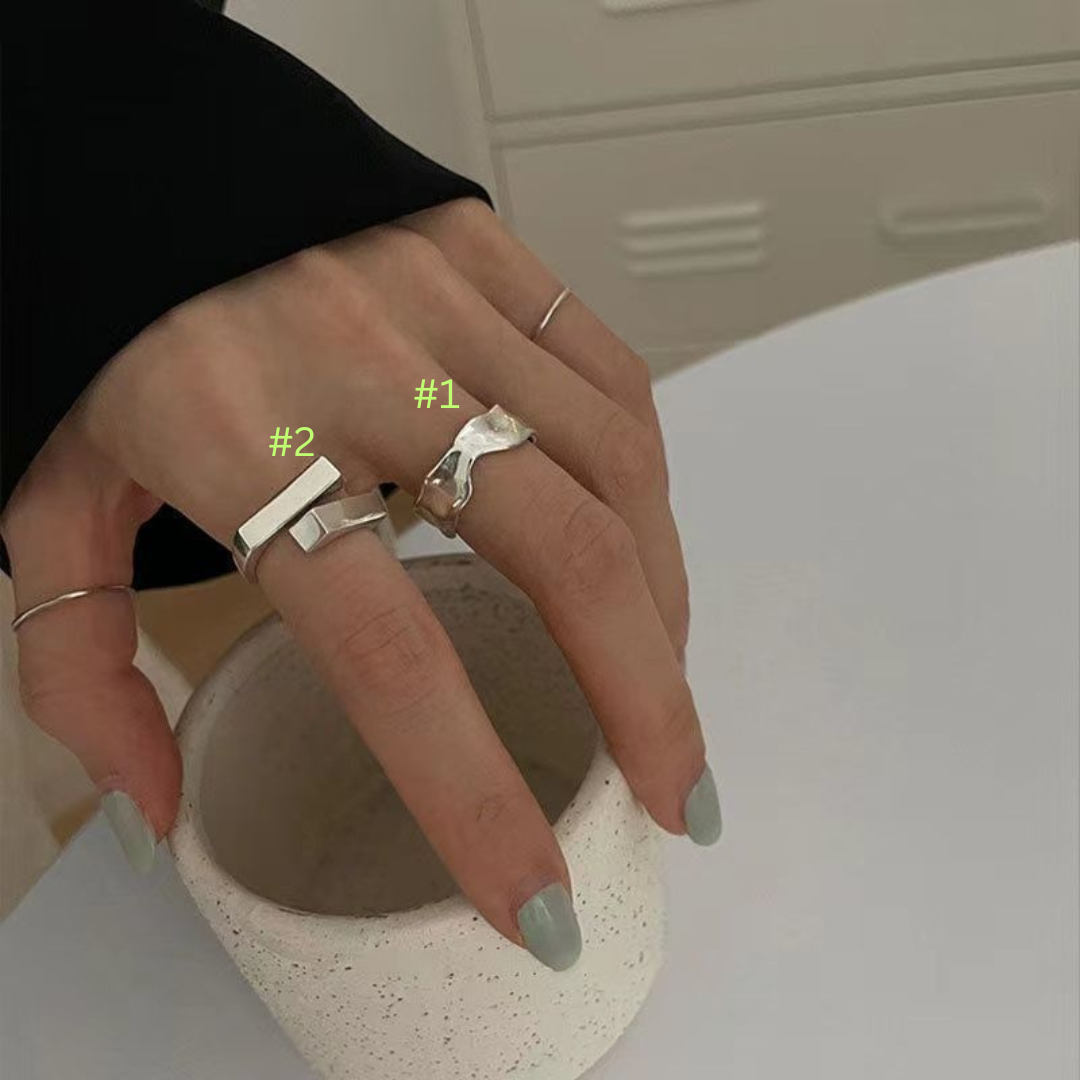 Irregular Vintage Block Ring – Distressed Minimalist INS Style Statement Ring