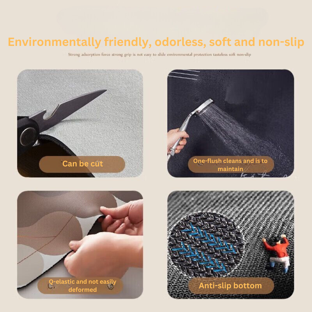 Vintage Quick-Dry Diatomaceous Earth Bath Mat – Absorbent Non-Slip Bathroom Rug.