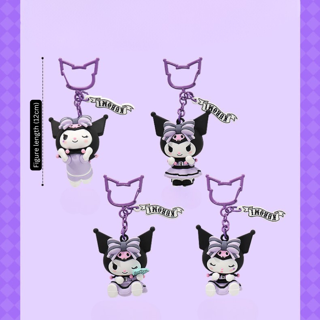 MINISO Sanrio Kuromi Fortune Keychain – Cute Plush Bag Charm for Couples