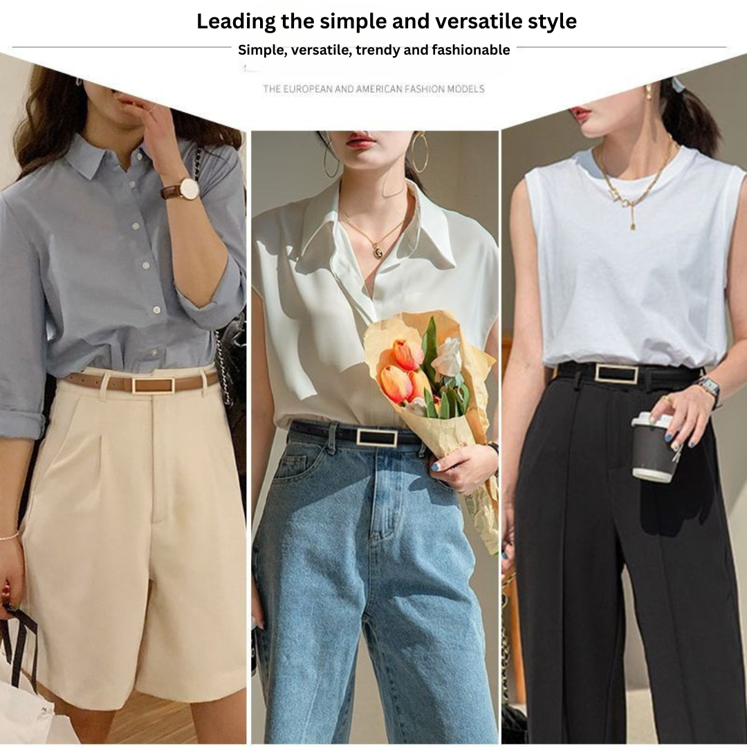 High-End Women’s Genuine Leather Waist Belt – Minimalist Black Fashion Belt for Dress Pants