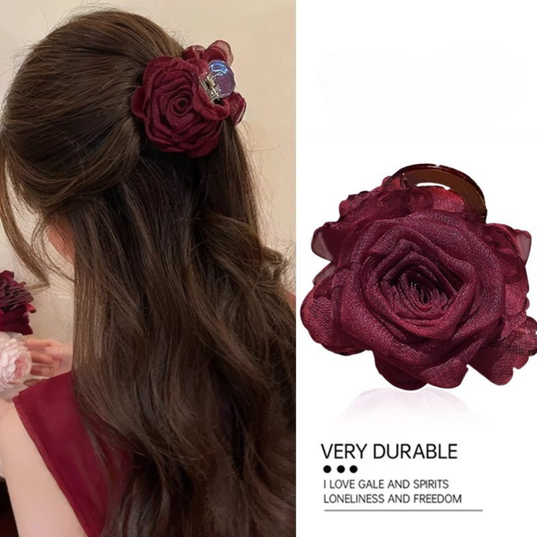Camellia Flower Claw Clip – Elegant Hair Clip for Half-Up Styles