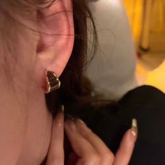 French C-Shaped Hoop Earrings –  Elegant Niche Style Studs for Women
