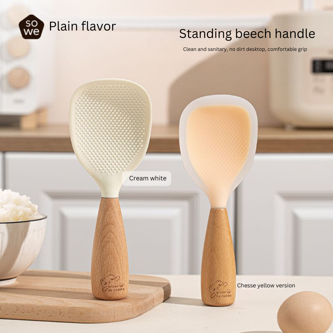 SOWE Food-Grade Silicone Rice Spoon - Non-Stick, High-Temperature Resistant with Stand-Up Design