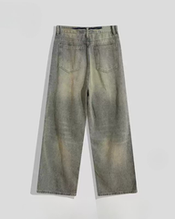 Men’s Loose Fit Vintage Washed Straight-Leg Street Style Jeans