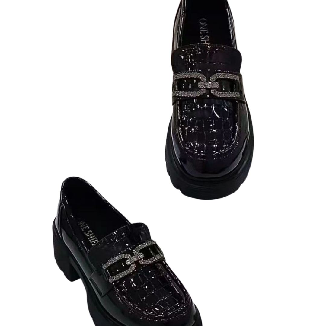 Leather Platform Loafers - Classic Mirror-Finish Chunky Shoes