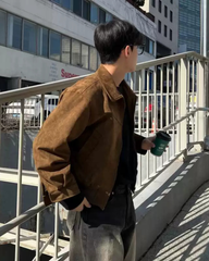 Maillard Retro Brown Suede Vintage Short Flight Jacket for Men