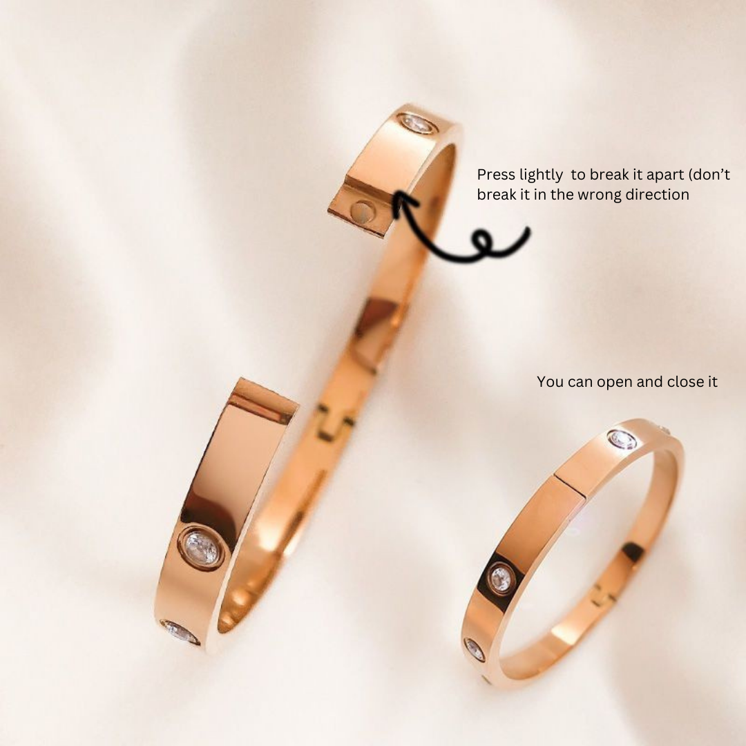 Titanium Steel Non-Fading Rhinestone Bracelet for Women – Rose Gold Oval Design, Trendy Ins Accessory