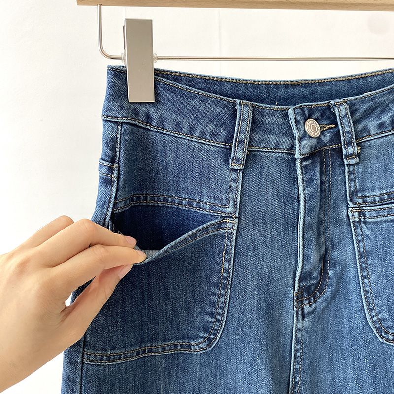 White High-Waist Wide-Leg Jeans – Loose Straight Stretch Denim Pants for Women