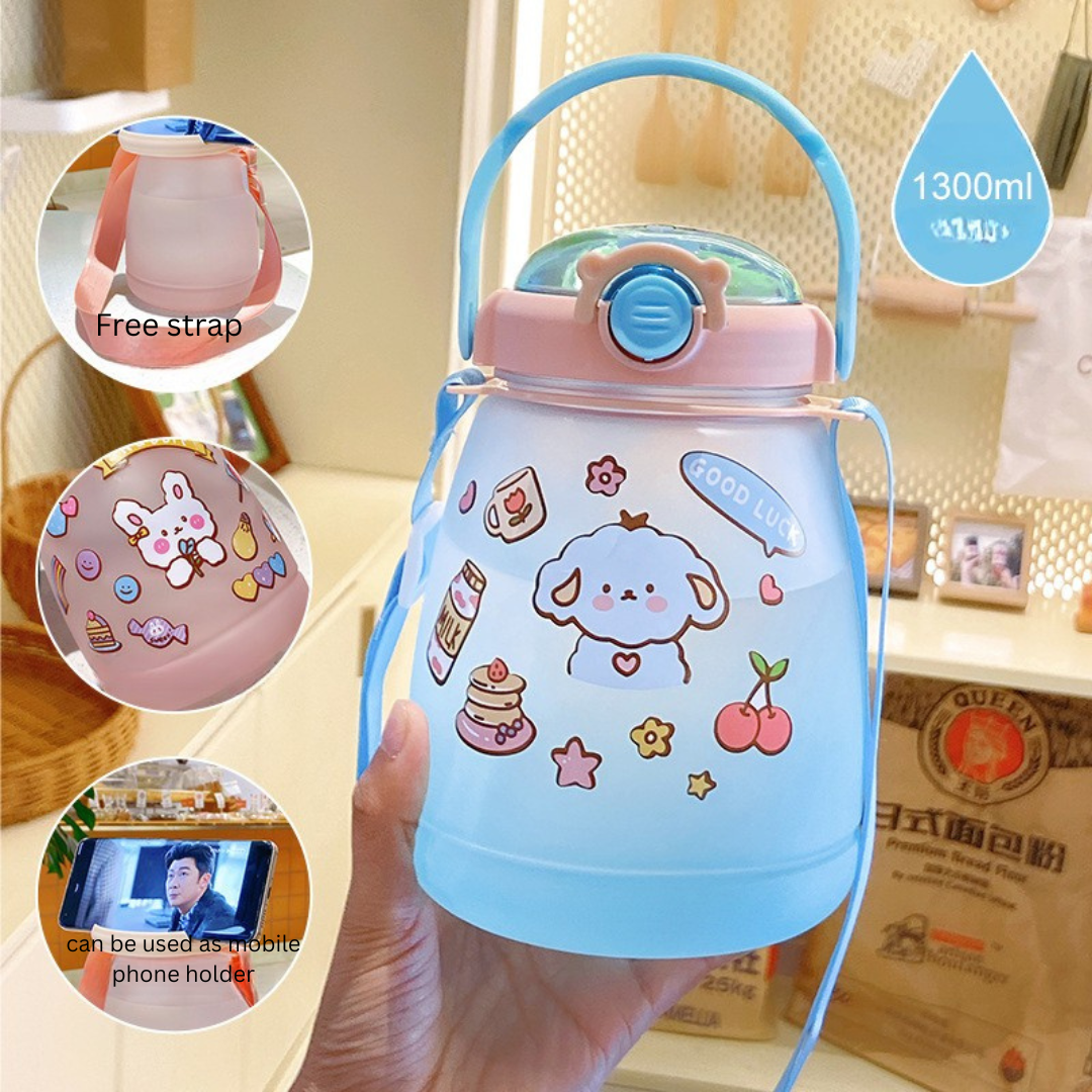 Internet celebrity big belly cup large capacity children's plastic water cup summer portable kettle student straw cup portable kettle customization