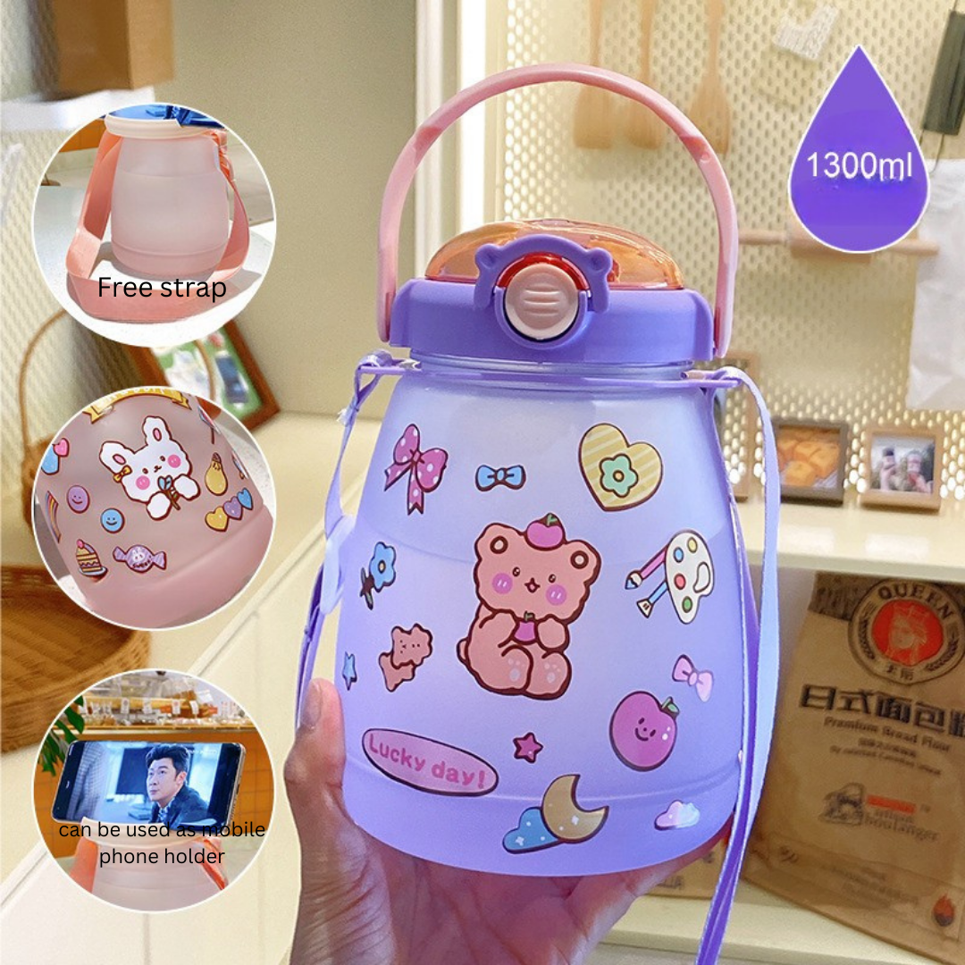 Internet celebrity big belly cup large capacity children's plastic water cup summer portable kettle student straw cup portable kettle customization