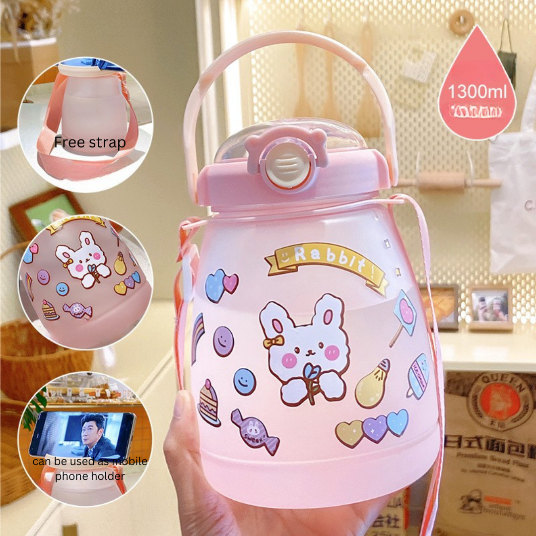 Internet celebrity big belly cup large capacity children's plastic water cup summer portable kettle student straw cup portable kettle customization