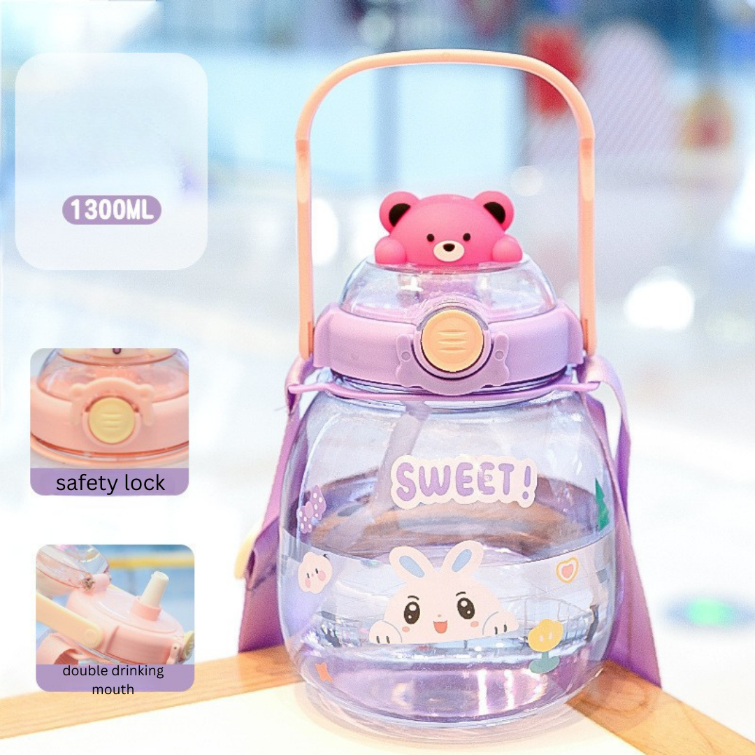 Internet celebrity big belly cup large capacity children's plastic water cup summer portable kettle student straw cup portable kettle customization