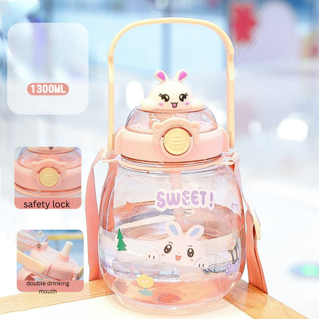 Internet celebrity big belly cup large capacity children's plastic water cup summer portable kettle student straw cup portable kettle customization
