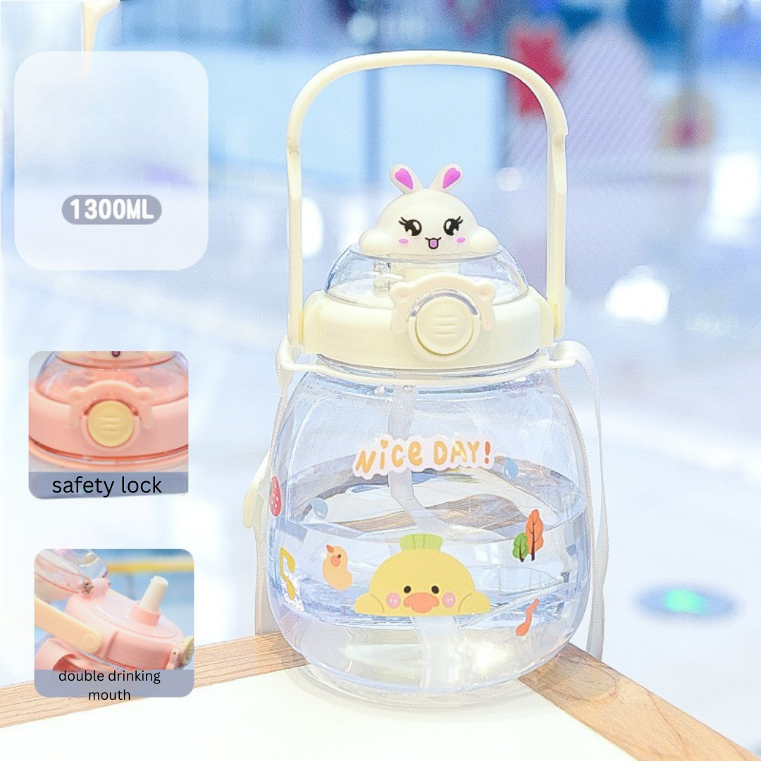 Internet celebrity big belly cup large capacity children's plastic water cup summer portable kettle student straw cup portable kettle customization