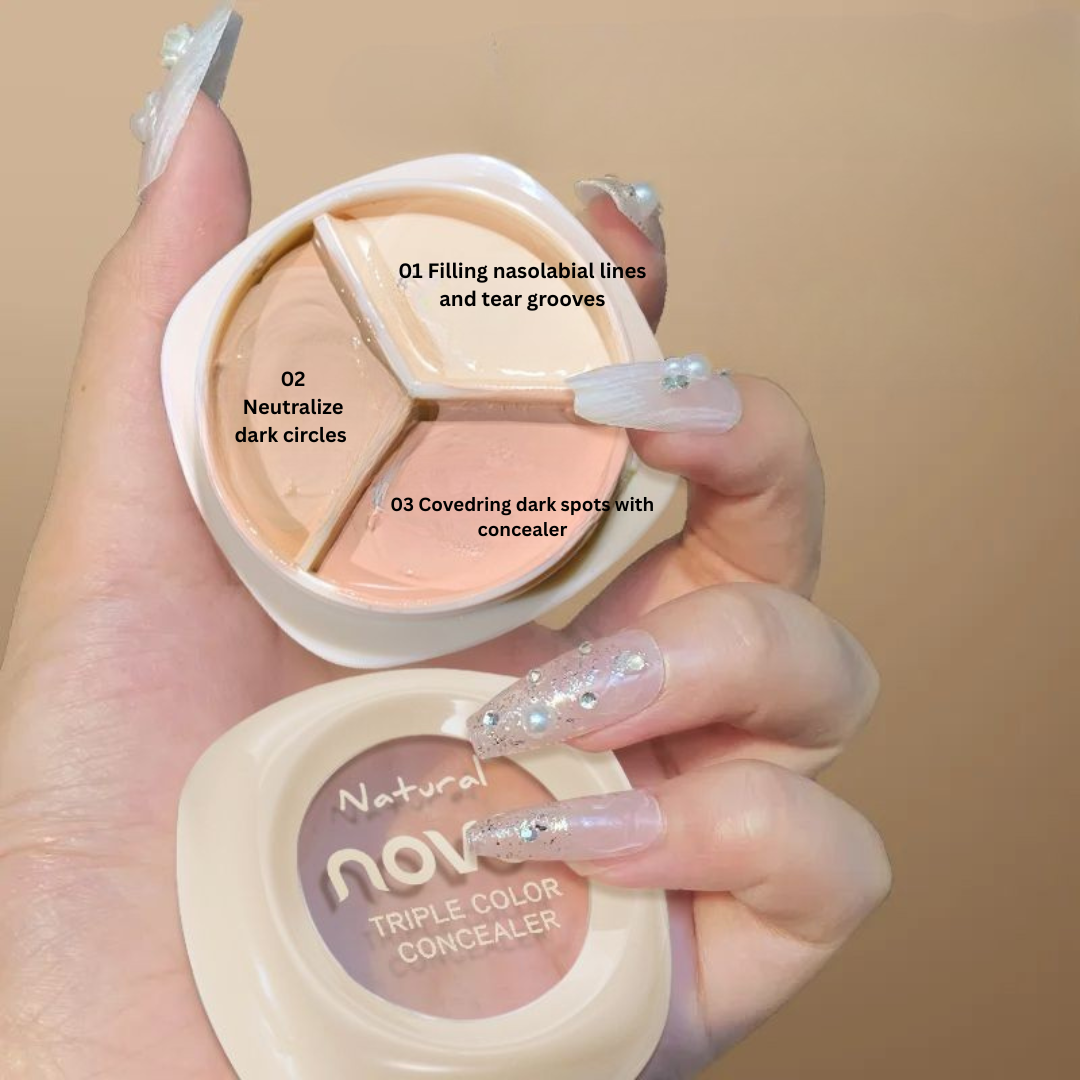 NOVO 3-Color Concealer Palette – High-Coverage Waterproof Corrector