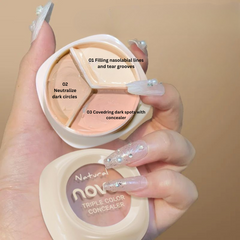 NOVO 3-Color Concealer Palette – High-Coverage Waterproof Corrector