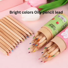12-Color Bucket Colored Pencils for Kids - Short-Length Art Pencils for Drawing & Doodling, Ideal for School & Kindergarten