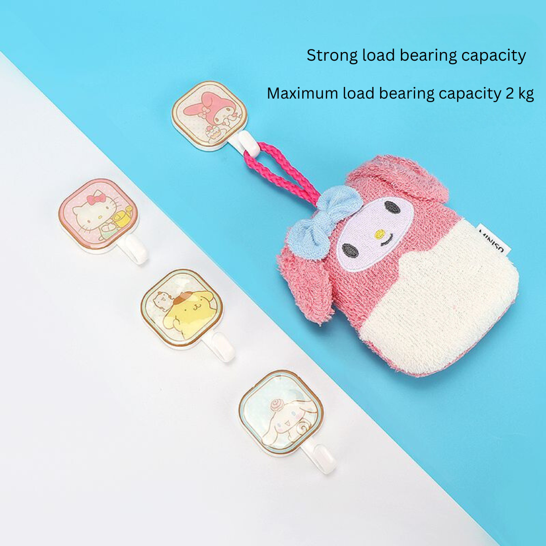 Sanrio Cartoon Square Adhesive Wall Hook – Creative No-Punch Hook for Home Use