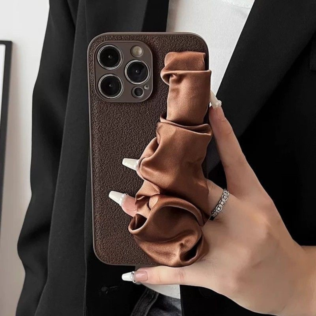 Premium Melard Silk Scarf Wrist Strap Phone Case for Apple Phones