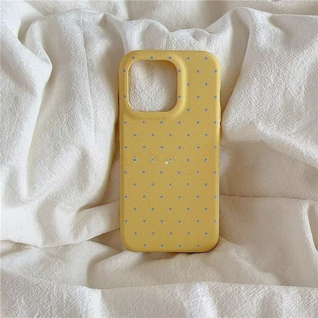 Korean INS Style Polka Dot Phone Case – Simple Solid Color Design