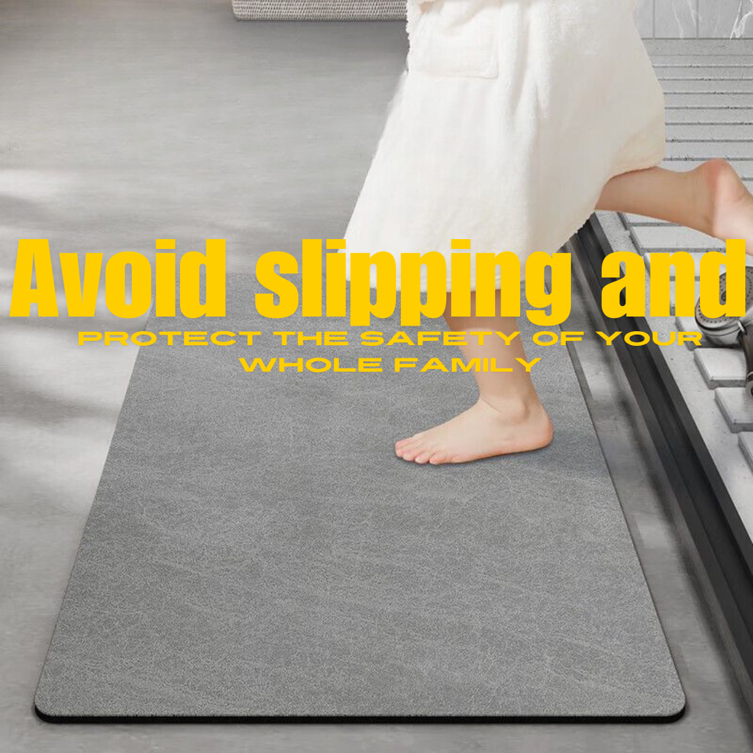 Vintage Quick-Dry Diatomaceous Earth Bath Mat – Absorbent Non-Slip Bathroom Rug.