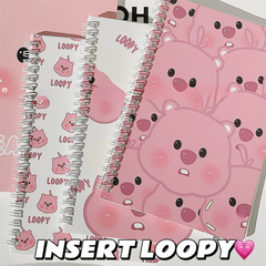 LOOPY A5 Spiral Notebook – Cute & Simple Cartoon Design, Thick Paper, High Aesthetic Ins-Style Notebook for Students