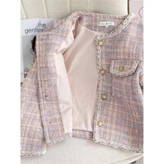 Socialite Style Chanel-Inspired Tweed Coat | Petite French-Korean Short Jacket, Thickened