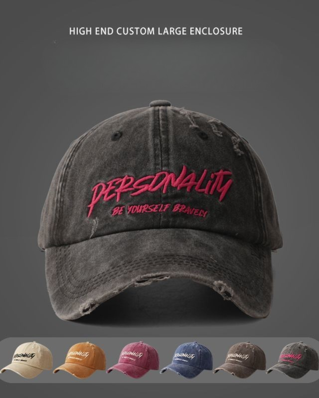Distressed Embroidered Letter Baseball Cap