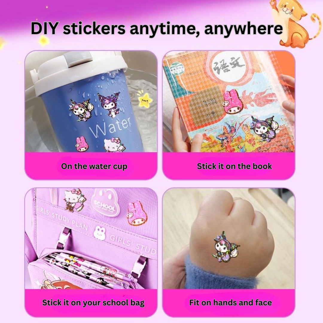 Sanrio Kuromi Waterproof Stickers – Cute Cartoon Journal & Scrapbook Stickers for Girls