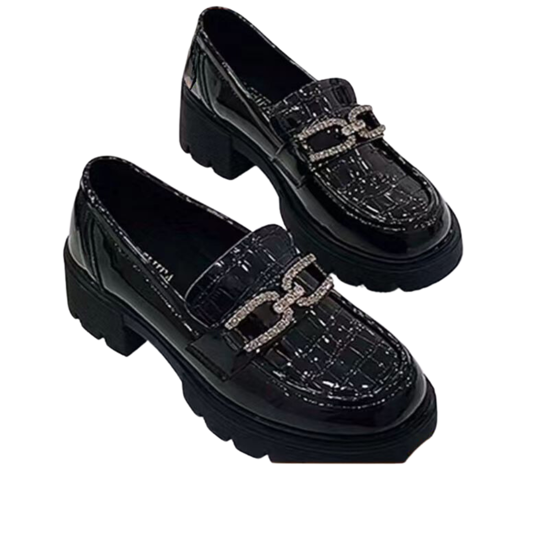 Leather Platform Loafers - Classic Mirror-Finish Chunky Shoes