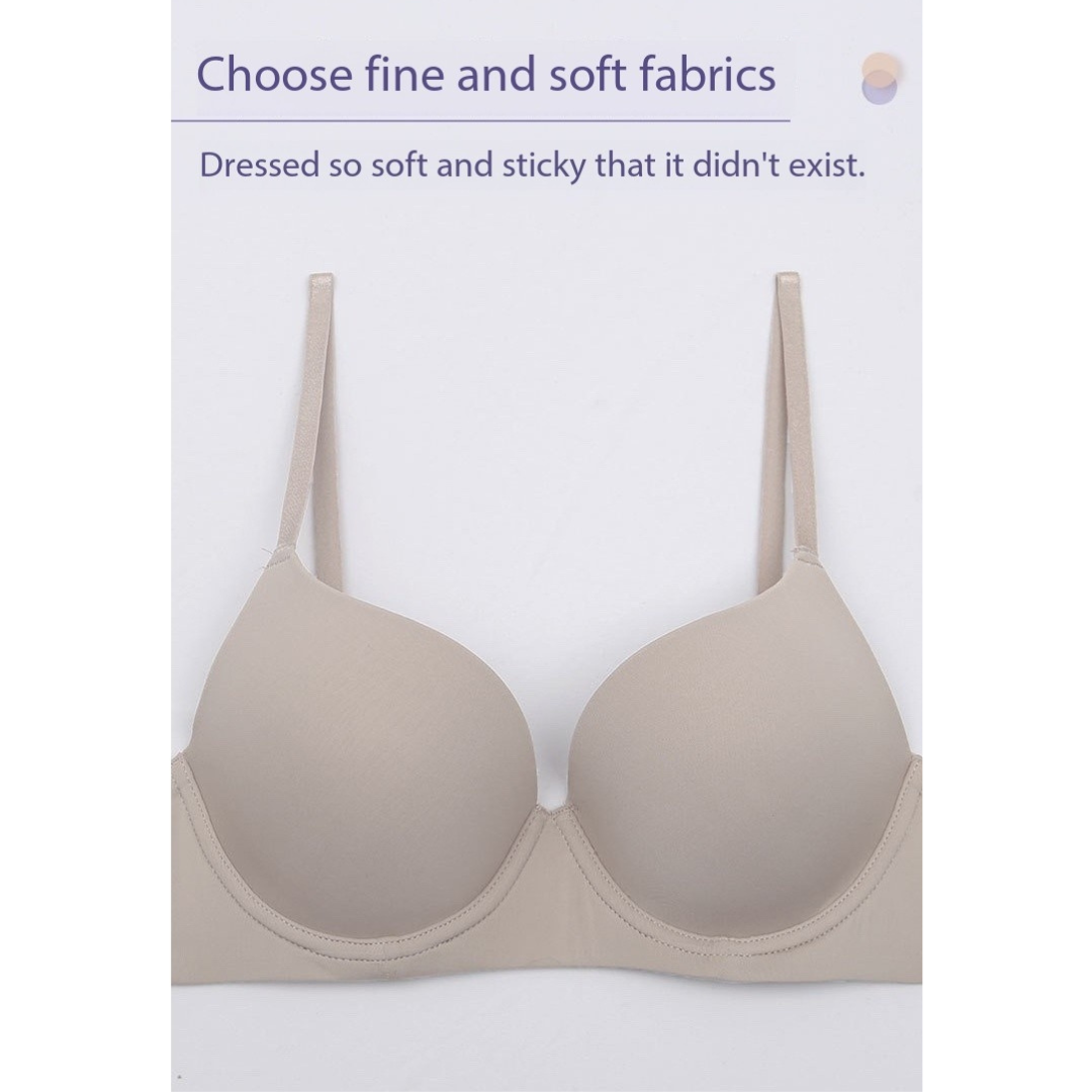 Seamless Light-Gloss Large Cup Push-Up Bra – Soft Underwire, Simple Design