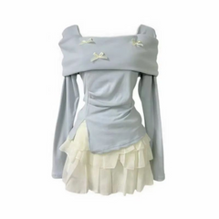 Apricot Skirt & Off-Shoulder Top Set – Women’s Playful Two-Piece Outfit