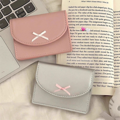 Cute PU Leather Bow Card Wallet – Small Korean Coin Pouch, Minimalist Design