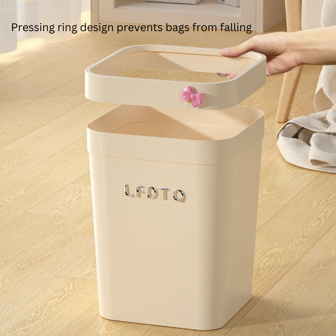 Chanel-Style Trendy Trash Can - Large Capacity Instagram-Inspired Household Bin for Kitchen, Living Room, Bedroom, and Bathroom