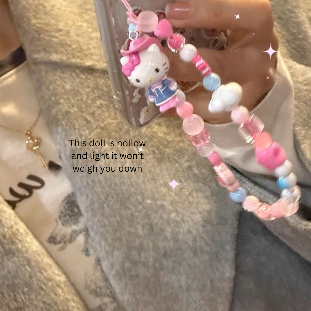 Hello Kitty Sweet Beaded Phone Chain - CCD Strap, Decorative Chain for Notebook, Gift Accessory