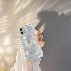 French Retro 3D Butterfly Glitter Phone Case – Elegant Protective Cover