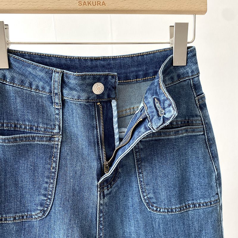 White High-Waist Wide-Leg Jeans – Loose Straight Stretch Denim Pants for Women