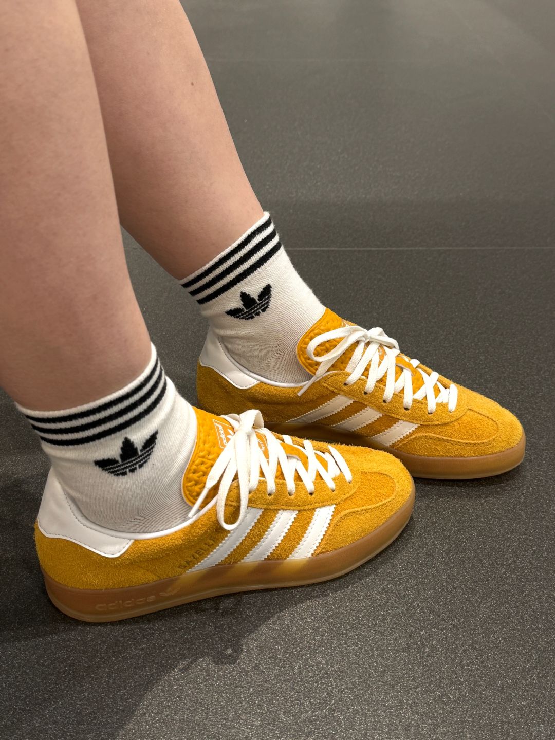 ADIDAS ORIGINALS Yellow White Gazelle Indoor Sneakers Bright