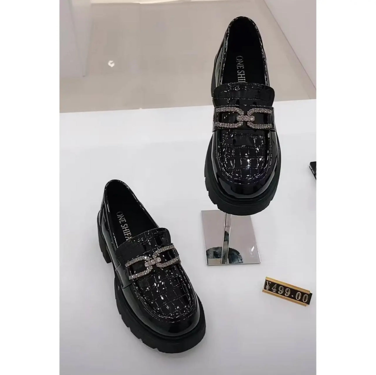 Leather Platform Loafers - Classic Mirror-Finish Chunky Shoes