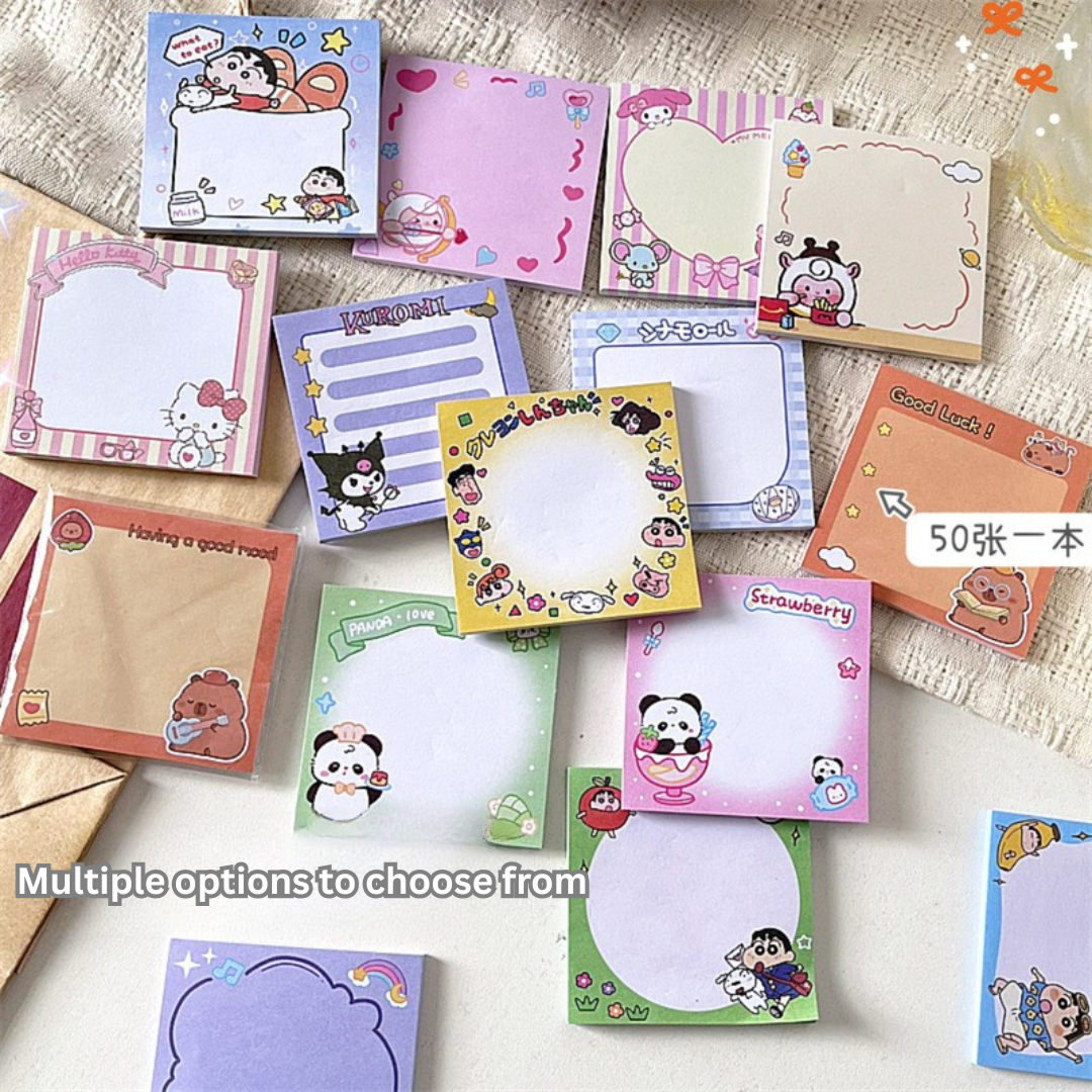 50 cartoon cute notepads non-sticky tearable message notepad student ins material handbook stationery