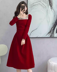 Luxury Burgundy Velvet Bridal Toast Dress – Elegant Engagement & Wedding Return Evening Gown for Women