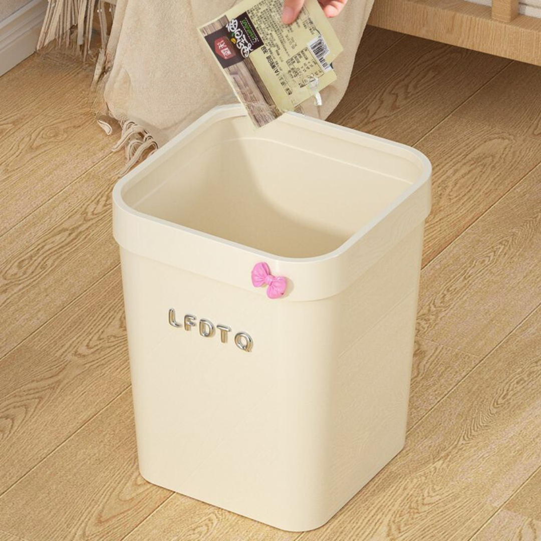 Chanel-Style Trendy Trash Can - Large Capacity Instagram-Inspired Household Bin for Kitchen, Living Room, Bedroom, and Bathroom