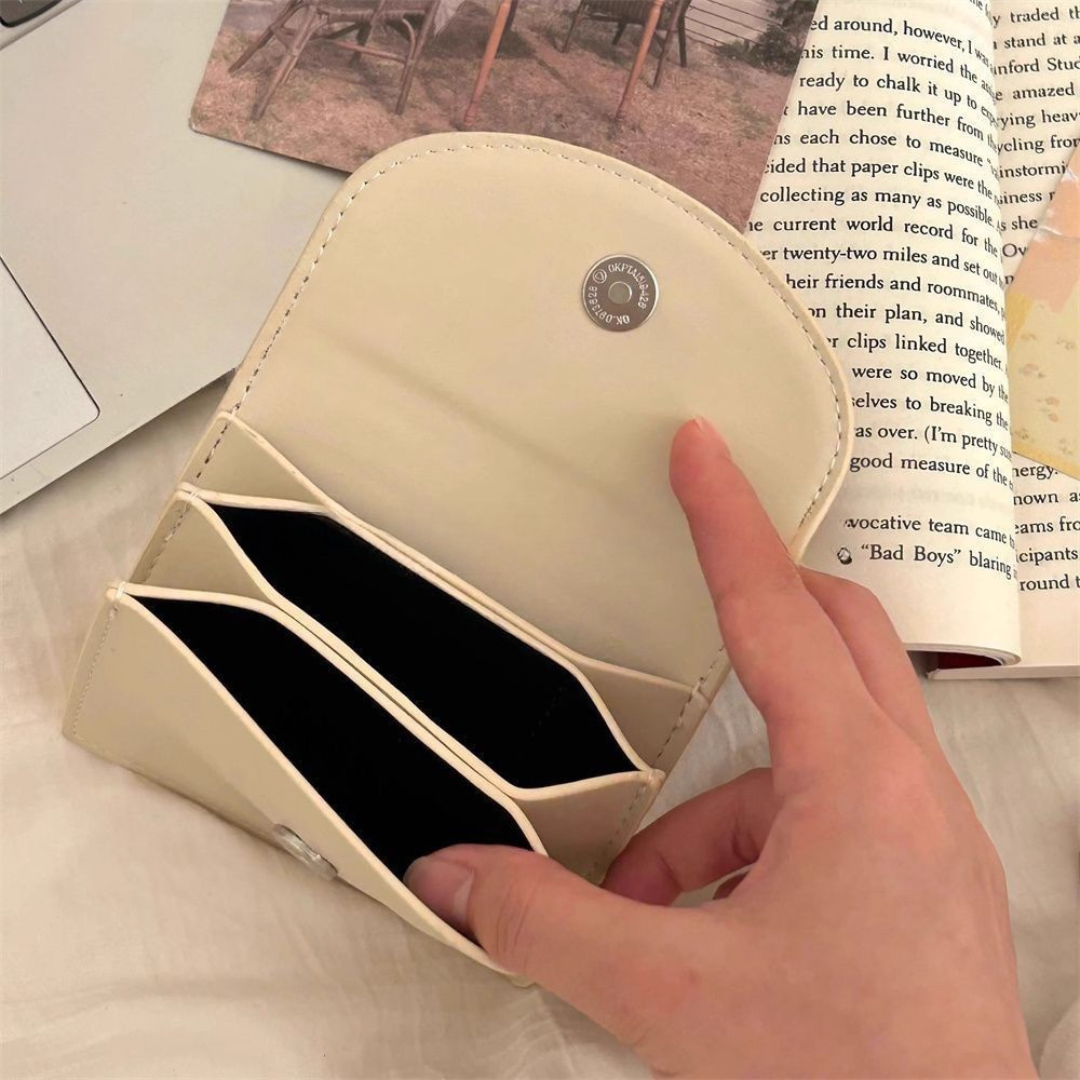 Cute PU Leather Bow Card Wallet – Small Korean Coin Pouch, Minimalist Design
