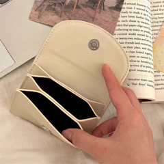 Cute PU Leather Bow Card Wallet – Small Korean Coin Pouch, Minimalist Design