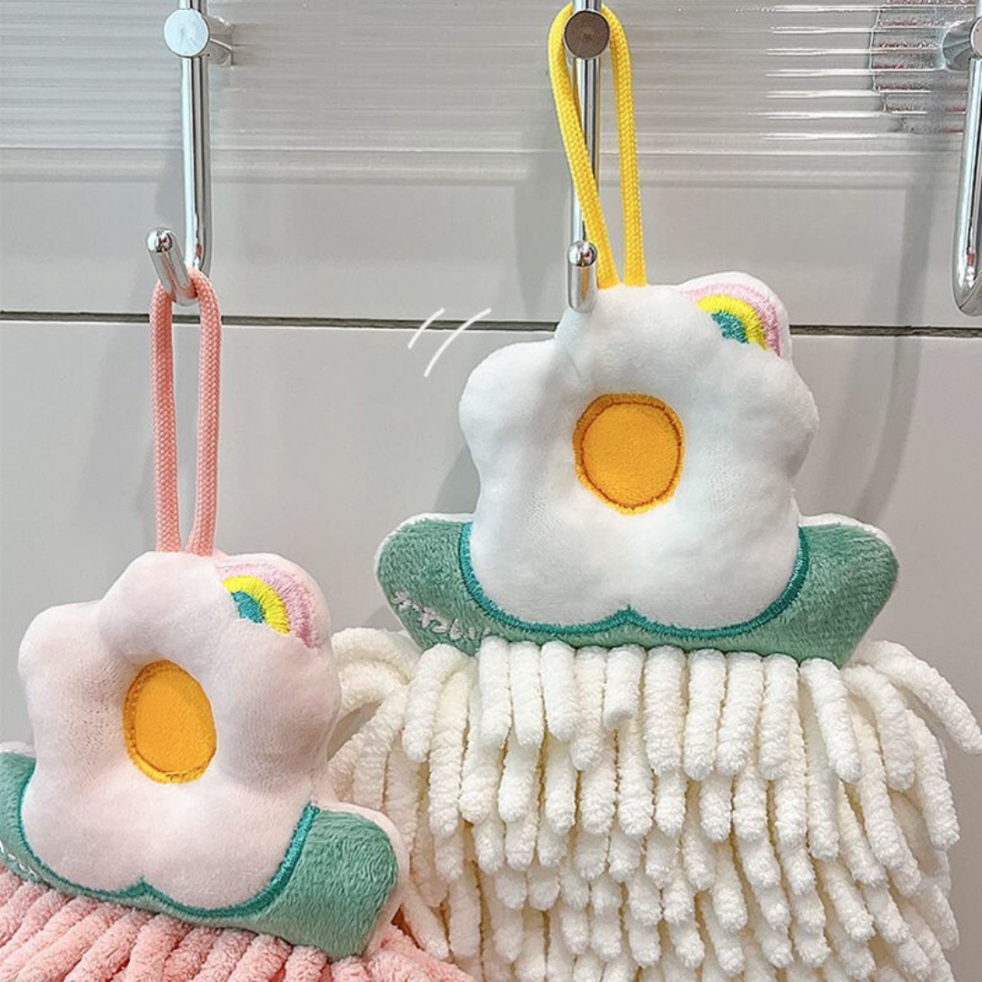 Super Absorbent Adorable Chenille Hand Towel - Quick-Dry Cartoon Design for Bathroom & Kitchen