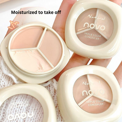 NOVO 3-Color Concealer Palette – High-Coverage Waterproof Corrector
