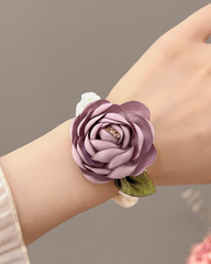 Rose Camellia Floral Scrunchie Hair Tie Elastic Hair Band