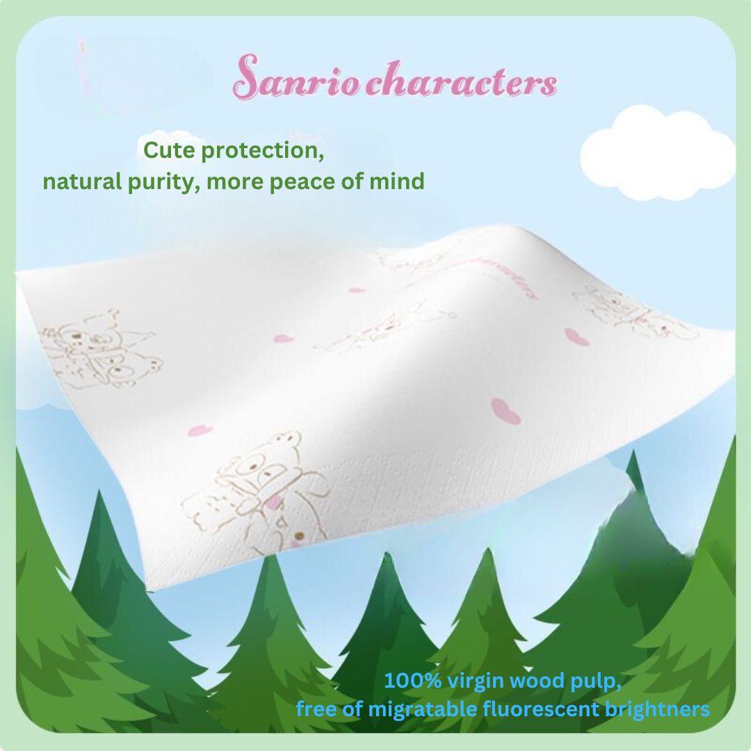 Heartfelt x Sanrio Collaboration Pocket Tissue - Cute Cartoon Printed Mini Travel Pack, Portable Handkerchief Tissue for On-the-Go