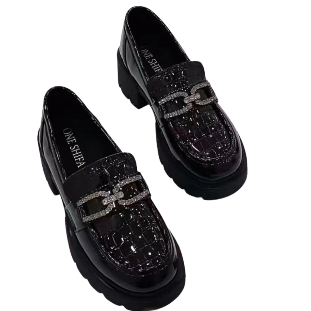 Leather Platform Loafers - Classic Mirror-Finish Chunky Shoes