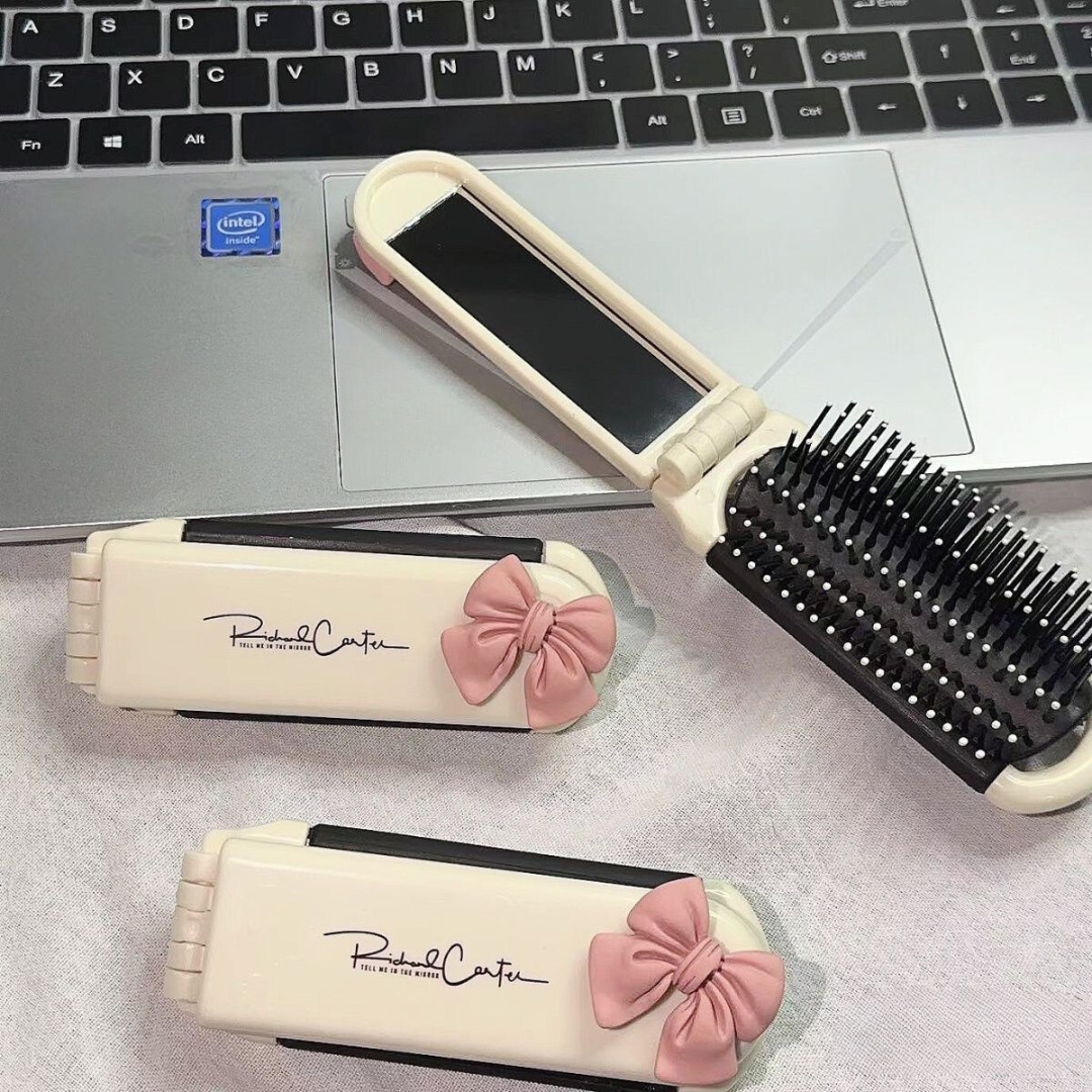 Portable Mini Foldable Airbag Bangs Cushion Comb | Mirror & Massager for Women & Kids